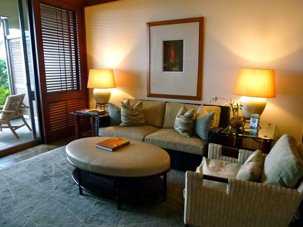 Living room area at Four Seasons Hualalai Suite living room area at Four Seasons Hualalai