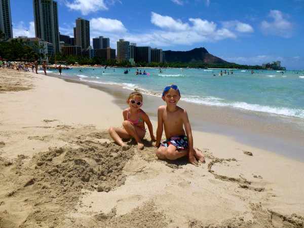 My children on Waikiki Beach Scenes from Hawaii