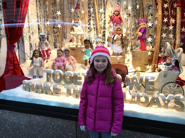 Excited to be at the American Girl Doll store