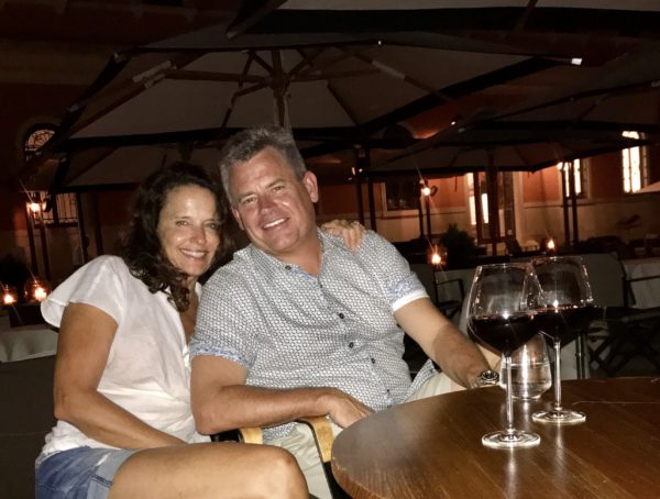 Enjoying a glass of wine at San Clemente, Venice, Italy